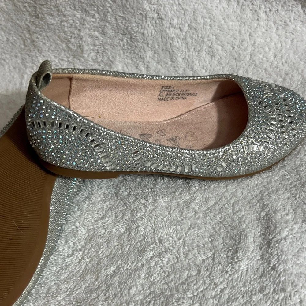 Girls Silver Glitter Dress Flats - Olive & Eden